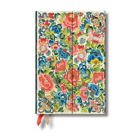 Pear Garden (Peking Opera Embroidery) Mini 12-month Day-at-a-time Hardback Dayplanner 2025 (Wrap Closure)