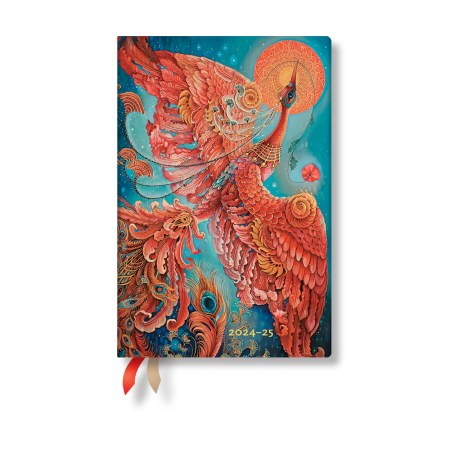 Firebird (Birds of Happiness) Mini 12-month Horizontal Softcover Flexi Dayplanner 2025 (Elastic Band Closure)